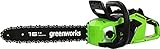 Greenworks GD40CS18 Motosega a Batteria con Motore Brushless, Lunghezza Barra 40cm, Velocità Catena 20m/s, 3,81kg, Auto-Lubrificante, Protezione Anti Contraccolpi, SENZA Batteria 40V e Caricabatterie