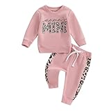 Vioyavo Top Bambina Stampa Leopardo + Pantaloni Lunghi Completo Bambina Neonato Felpa Manica Lunga e Pantaloni Bambina (Rosa, 0-6 Months)