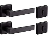 Bricolevante Maniglie Porta Interna Disponibile in più Varianti vendute in coppia - Maniglia Quadrata per Porte (Quadrata, Nera)