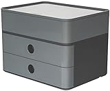 HAN 1100-19 - Cassettiera SMART-BOX PLUS ALLISON, design moderno, con 2 cassetti e porta utensili, colore: granite grey