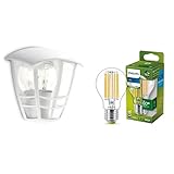 Philips LED Creek Lampada da Parete da Esterno, Alluminio, Bianco + Philips LED Lampadina Classe A Ultra Efficiente, 60W, Luce Naturale, E27