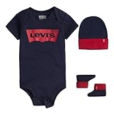 Levi s Classic Batwing Infant Hat Bodysuit Bootie Set 3Pc, Tutina per bambino e neonato Unisex - Bimbi 0-24, Blu (Dress Blues), 0-6 mesi