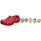 Crocs Classic Clog Unisex - Adulto Sabot, Zoccoli, Rosso (Pepper 6En), 36/37 EU Super Mario 5 Pack Shoe Charms, Multicolor, One Size