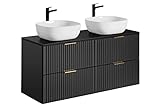 PIASKI Mobile lavabo doppio 120 cm ADEL Black, mobile lavabo con piano o lavabo incassato, mobile lavabo nero, mobili da bagno (piano di lavoro con lavandini)