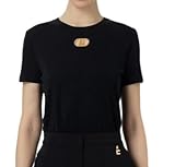 Elisabetta Franchi T-Shirt in Jersey con placca Logo Nero