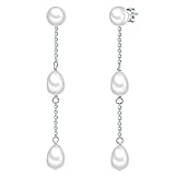 Valero Pearls - Orecchini da donna in argento sterling 925 con perle coltivate d acqua dolce, circa 6,0-7,0 mm, Argento