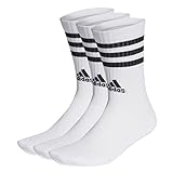 adidas 3-stripes Cushioned Crew Socks 3 Pairs, Calzini Unisex - Adulto, White/Black, M (Pacco da 3)