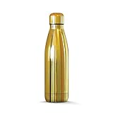 The Steel Bottle - Bottiglia termica in Acciaio Inox, Isolamento sottovuoto a doppia parete, Capacità 500 ml, Chiusura Ermetica, borraccia portatile (Gold)