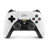 DR1TECH Shock Pad Controller per PS4 / PS3 Wireless | Joystick Gaming DESIGN NEXT-GEN compatibile con PS5/PC/IOS | Touch Pad Capacitivo e Doppia Vibrazione (Bianco)
