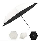 Mini ombrello da tasca, pieghevole, ultraleggero, in gomma, da viaggio, impermeabile, a prova di vento, colore: bianco crema