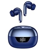 Cuffie Bluetooth 5.3, Auricolari Bluetooth Stereo HiFi con Mic, 2024 Cuffie Wireless In Ear ENC Cancellazione Rumore, Cuffie Senza Fili con LED Display 48 Ore, IPX7 Impermeabile Touch Control Blu