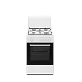 Nikkei SN554WE - Cucina a gas 4 fuochi con forno elettrico con grill 50x50 cm colore bianco