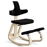 Varier Thatsit Balans Sedia ergonomica kneeling regolabile, con schienale, 10 anni di garanzia, Design by Peter Opsvik Natur/Nero