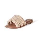 The Drop sandali piatti Monika, con Fascia ad H, pelliccia sintetica naturale, 36 EU