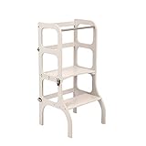 Montessori furniture Learning tower/table/chair, toddler Kitchen helper Step stool - GRAY color/SILVER clasps