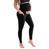 SINOPHANT Leggings premaman da donna, a vita alta, opachi, per gravidanza, morbidi, elastici, alla moda, per casa, yoga, sport, 1 confezione di colore nero, XL
