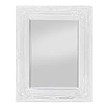 Specchio in stile Shabby Chic - Bianco Antico - 42x53 cm - Legno Massello - Fatto a Mano - Barocco - Rococo
