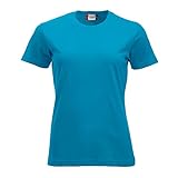 Clique T-Shirt New Classic-T Ladies in Cotone Pettinato. Tessuto Jersey irrestringibile. Nastrino parasudore. Colletto Elasticizzato e ribattuto (Türkis, XL)