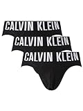 Calvin Klein Hip Brief 3Pk 000NB3607A Slip a Vita Bassa, Nero (Black, Black, Black), S Uomo