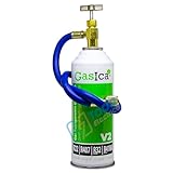 TUTOELETTRICO - Set di gas refrigerante ecologico per benzina V2, sostituisce R22/R407/R290 e R410A, 255 g, con chiave per ricarica di condizionatore