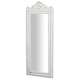 Biscottini Specchio camera da letto 91x34x5 cm Made in Italy | Specchio shabby bianco anticato | Specchiera bagno a muro | Specchio da parete