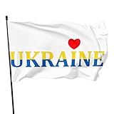 Cuore Rosso E Bandiera Dell Ucraina Bandiera da Giardino 90X150Cm Bandiere All Aperto Durevole Bandiera Americana Lussuoso Bandiera Dimostrativa per Festa Domestico Balcone