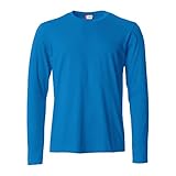 Clique - T-shirt manica lunga Uomo Basic-T L/S, in cotone Jersey, colletto elasticizzato, nastrino parasudore, vestibilità slim-fit (royal M)