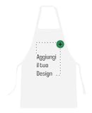 Colorfamily Grembiule da cucina PERSONALIZZATO Personalizza con foto, logo, testo, scritta Idea regalo Taglia Unica Bianco