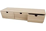 Rayher cassettiera in legno con 3 cassetti, legno naturale non trattato, 37,5x13x11,5 cm, per piccoli oggetti, cancelleria, da colorare e decorare, 6190300