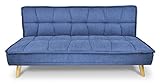SAMIRA Divano letto clic clac in tessuto vellutato blu, divano 3 posti mod. Bart