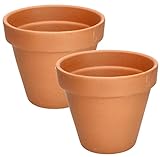 KOTARBAU® Set di 2 vasi da fiori in terracotta, diametro 17 cm, con bordo per interni e giardini