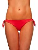 EONAR Moda Mare Donna Slip Bikini a Perizoma con Laccetti Tanga Bottom Slip e Tanga e Culotte da Bikini per Donna Bikini Bottom(S,Red)