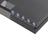 ElecGear PS4 Hub USB 3.0, Porta di Ricarica Splitter Adattatore di Estensione USB (1x USB3.0 e 4x USB2.0) con LED per Kit di accessori per PlayStation 4 CUH-1xxx console serie