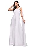 Ever-Pretty Vestito da Cerimonia Donna Monospalla Linea ad A Chiffon Stile Impero con Cinghia Bianco 52