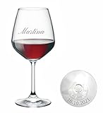 MASTERLASER3.0 Bicchiere da vino personalizzato, calice da vino rosso inciso al laser, 530 ml, set da vino personalizzato con nome, iniziali e data, migliore idea regalo – Quantità (2)