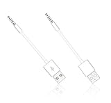 Cavo USB Cerrxian, da 3,5 mm, lunghezza di 10,5 cm, cavo USB 2-in-1 di ricarica e sincronizzazione dati per Apple iPod Shuffle di 3a, 4a, 5a, 6a e 7a generazione (confezione da 2 pack-bianco)