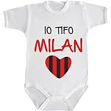 Body Neonato Bimba Bimbo bebé Pigiama IO TIFO Milan (Bianco, 3 Mesi)