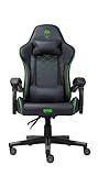 DEADWAVE Skull Chair Green Sedia Gaming, Semipelle, Colore Nero Cuciture A Contrasto E Loghi Ricamati Verde, Seduta: 53x53x7.5 cm-Schienale: 84x59x5.5 cm