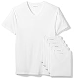 Amazon Essentials 6-Pack V-Neck Undershirts Camicia, Bianco (White), X-Small