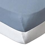 babyCalin - Set 2 lenzuola con angoli Bianco/Azzurro 70x140x17 cm