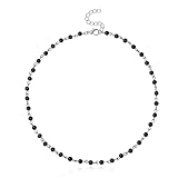 Zeayebsr Collane con ciondoli a catena in cristallo, gioielli corti, girocolli di tendenza, cerchio per donne e ragazze (nero)