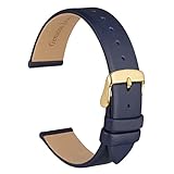 WOCCI 18mm Elegante Cinturino per Orologio con Fibbia Oro (Blu Scuro)