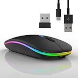 mouse wireless ricaricabile bluetooth, ergonomico mouse gaming senza fili 3 DPI retroilluminato a 7colori con ricevitore USB 2,4GHz per PC Mac
