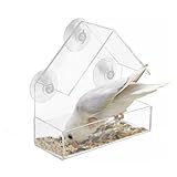 1 mangiatoia triangolare per uccelli, per finestre, in acrilico con ventosa, adatta per l alimentazione di uccelli selvatici e animali domestici (15 x 15 x 6 cm)