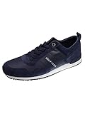 Tommy Hilfiger Sneakers da Runner Uomo Iconic Leather Suede Mix Runner Scarpe Sportive, Blu (Midnight), 44 EU