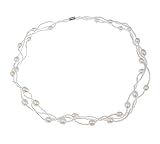 TreasureBay Elegante collana di perle d acqua dolce naturali per donne e ragazze, 45 cm, Perla, Perla