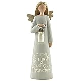 Feather & Grace Angelo Holding - Vaso trasparente, statuetta per la nonna, statua per la casa o la stanza, ornamento regalo per lei - Resine - Multi, taglia unica
