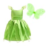 Lito Angels Trilli Tinkerbell Costume per Bambina, Vestito Fata Verde con Corona di Fiori, Taglia 2-4 anni