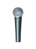 Shure BETA 58A Microfono Vocale Microfono dinamico supercardioide a elemento singolo per palcoscenico e studio, include adattatore per stativo regolabile A25D