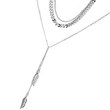 ENET 2 pz doppio girocollo piuma combinazione di pesce osso freccia collana per donne regali argento